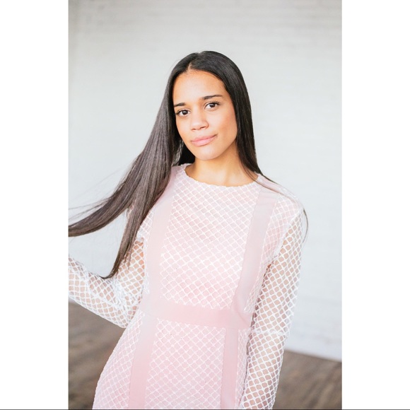 Pink Sparkly Long Sleeve Mini Party Dress - Picture 4 of 6